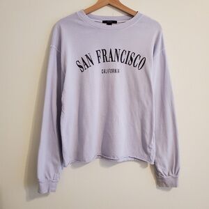 Forever 21 San Francisco California Light Blue/Purple Long Sleeve Sweatshirt Top